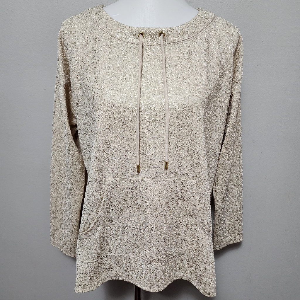 Ruby Rd Cream Metallic Jacquard Sweatshirt Size Xlp